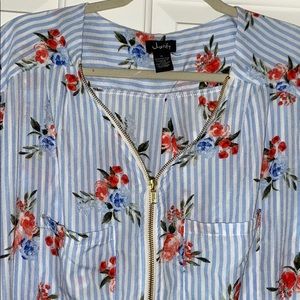 NWT midi dress floral, zipper front, pockets- Plus Sized